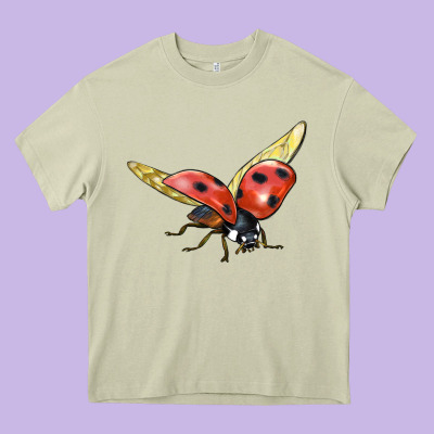 Ladybug Flying Heavy Core Tee Designed By Lillyallendesigns