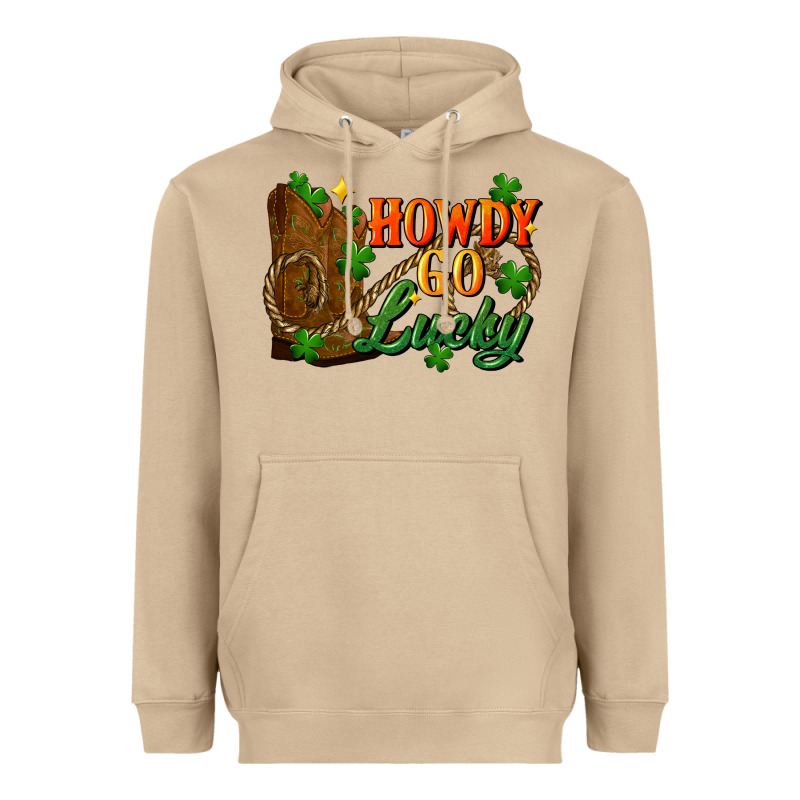 Howdy Go Lucky St. Patricks Day Heavyweight Hoodie by FaDigitalArtStudio | Teevron