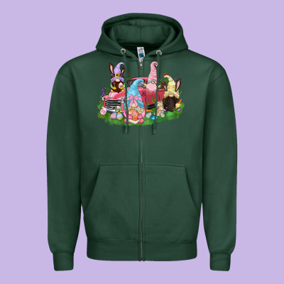 Easter Gnomies Truck  Easter Day Zipper Hoodie Designed By Cowgirlartshop