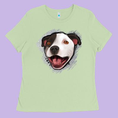 Pittbull Gray Glitter Ladies Tee Designed By Jasminsmagicworld