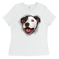 White pittbull gray glitter Ladies Tee - Jasminsmagicworld