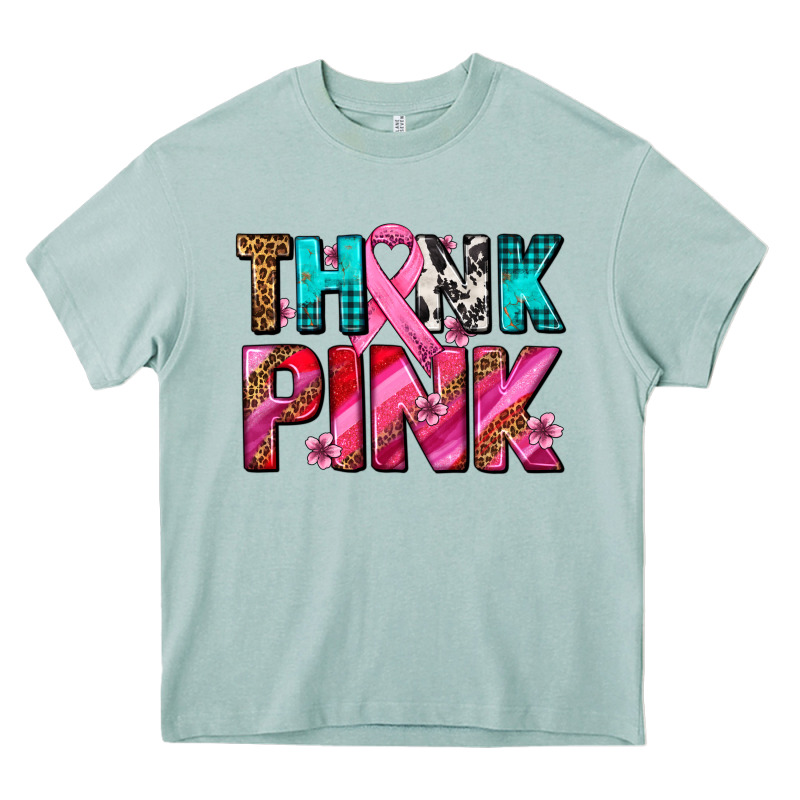 Think Pink Cancer Ribbon Heavy Core Tee by AdoDesignShop | Teevron