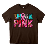 Chocolate Brown think pink cancer ribbon Heavy Core Tee - AdoDesignShop