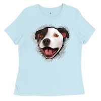 Baby Blue pittbull gray glitter Ladies Tee - Jasminsmagicworld