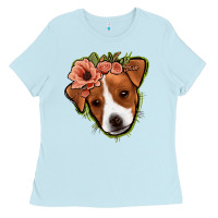 Baby Blue jack russel floral Ladies Tee - Jasminsmagicworld