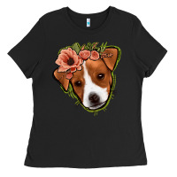 Black jack russel floral Ladies Tee - Jasminsmagicworld