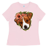 Bubblegum Pink jack russel floral Ladies Tee - Jasminsmagicworld