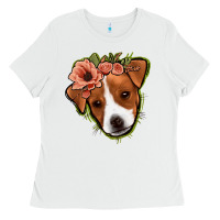 White jack russel floral Ladies Tee - Jasminsmagicworld