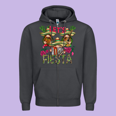 Let's Fiesta With Gnomies Mexico Zipper Hoodie Designed By Howdyjamesfarm