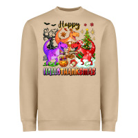 Mushroom happy hallothanksmas dinosaur Heavyweight Sweatshirt - texasbilliewilder