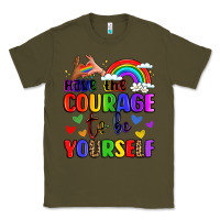 Army Green courage to be yourself rainbow message Classic Tee - LillyAllenDesigns