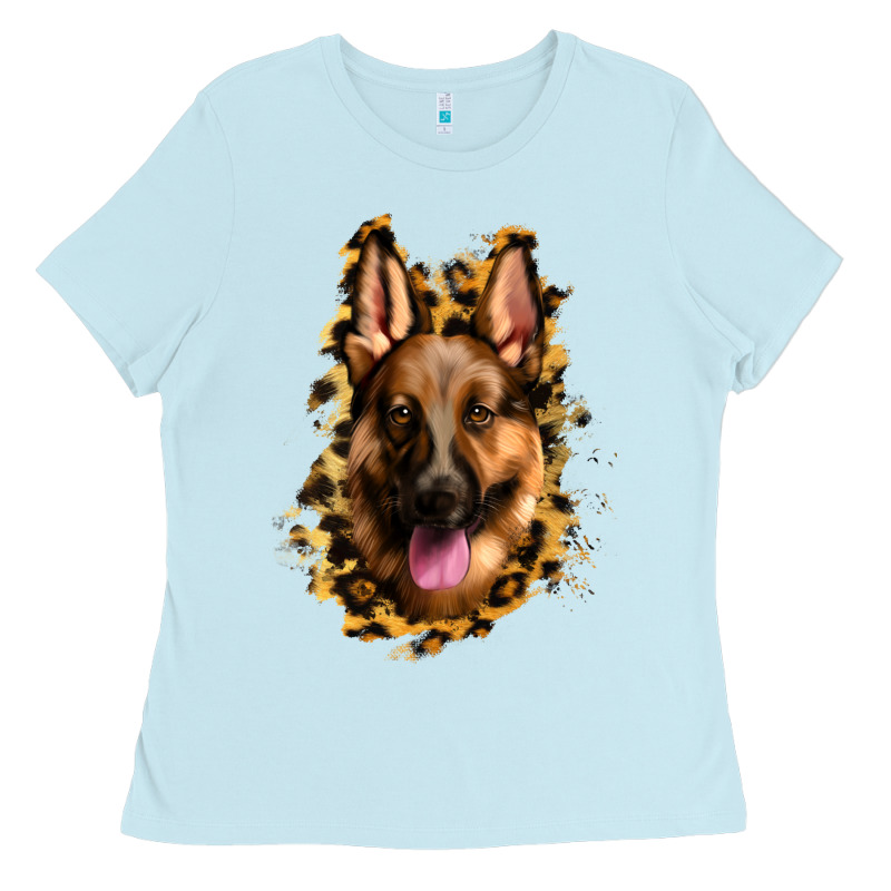 German Shepherd Leopard Background Ladies Tee by Jasminsmagicworld | Teevron