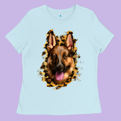 German Shepherd Leopard Background Ladies Tee Designed By Jasminsmagicworld