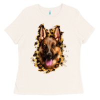 Bone german shepherd leopard background Ladies Tee - Jasminsmagicworld