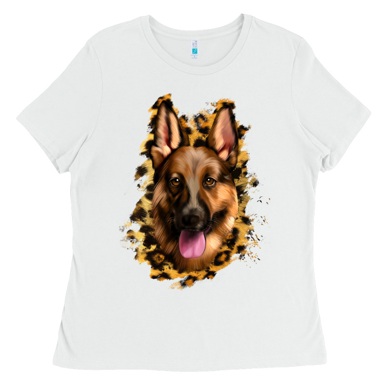 German Shepherd Leopard Background Ladies Tee by Jasminsmagicworld | Teevron