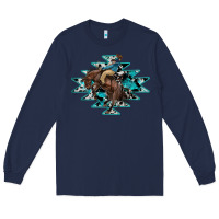 Navy western cowboy Long Sleeve Tee - RanaPortraitStore