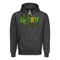Charcoal Heather One Lucky Auntie St. Patrick's Day Zipper Hoodie - CowGirlArtShop