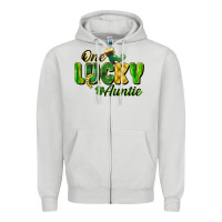 Dove Grey One Lucky Auntie St. Patrick's Day Zipper Hoodie - CowGirlArtShop
