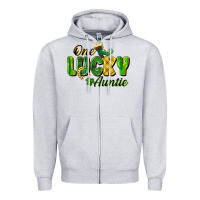 Heather Grey One Lucky Auntie St. Patrick's Day Zipper Hoodie - CowGirlArtShop