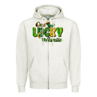 Oatmeal Heather One Lucky Auntie St. Patrick's Day Zipper Hoodie - CowGirlArtShop
