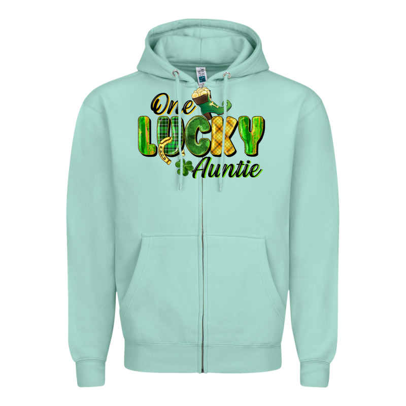 One Lucky Auntie St. Patrick's Day Zipper Hoodie by CowGirlArtShop | Teevron