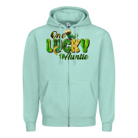 Seafoam One Lucky Auntie St. Patrick's Day Zipper Hoodie - CowGirlArtShop