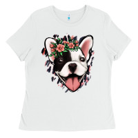 White french bulldog floral Ladies Tee - Jasminsmagicworld