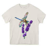Cream Dragonfly With Lavender Heavy Core Tee - LillyAllenDesigns