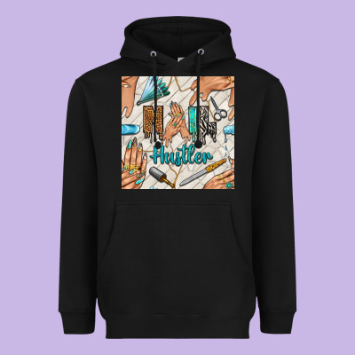 Hail Hustler And Nail Art Hands With Glitter Polish Seamless Pattern B Heavyweight Hoodie Designed By Bundleandbundleshop