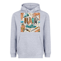 Heather Grey hail hustler and nail art hands with glitter polish seamless pattern b Heavyweight Hoodie - BundleAndBundleShop