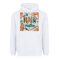 White hail hustler and nail art hands with glitter polish seamless pattern b Heavyweight Hoodie - BundleAndBundleShop