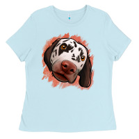 Dalmatians Peach Glitter Background Ladies Tee | Teevron