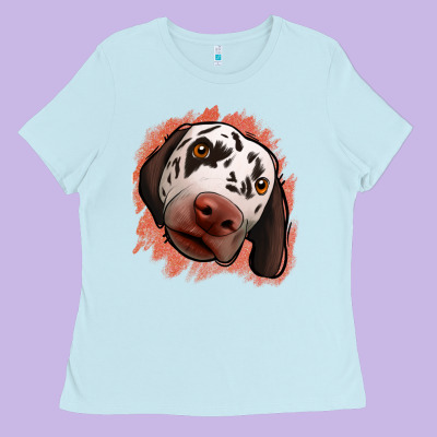 Dalmatians Peach Glitter Background Ladies Tee Designed By Jasminsmagicworld