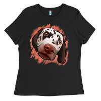Black dalmatians peach glitter background Ladies Tee - Jasminsmagicworld