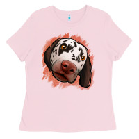 Bubblegum Pink dalmatians peach glitter background Ladies Tee - Jasminsmagicworld