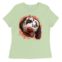 Matcha dalmatians peach glitter background Ladies Tee - Jasminsmagicworld