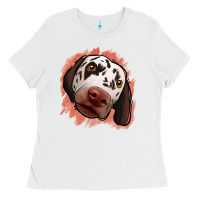 White dalmatians peach glitter background Ladies Tee - Jasminsmagicworld