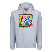 Heather Grey color outside the lines autism Premium Hoodie - OliviaCreatesArt