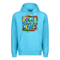 Ocean Blue color outside the lines autism Premium Hoodie - OliviaCreatesArt