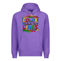 Purple color outside the lines autism Premium Hoodie - OliviaCreatesArt