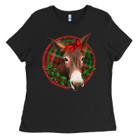Black Christmas donkey with bandana Ladies Tee - Jasminsmagicworld