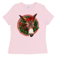 Christmas Donkey With Bandana Ladies Tee | Teevron