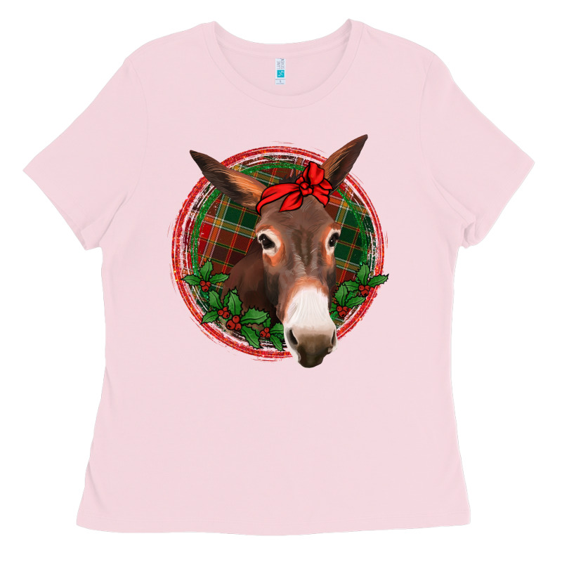 Christmas Donkey With Bandana Ladies Tee by Jasminsmagicworld | Teevron