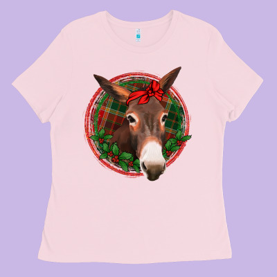 Christmas Donkey With Bandana Ladies Tee Designed By Jasminsmagicworld
