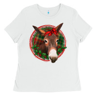 White Christmas donkey with bandana Ladies Tee - Jasminsmagicworld
