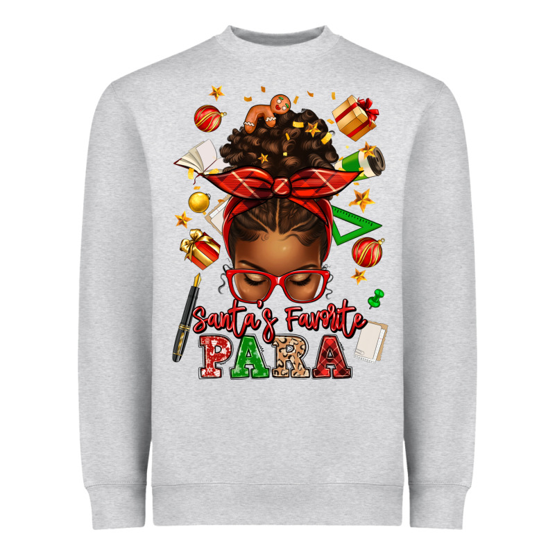 Santa's Favorite Para Afro Messy Bun Heavyweight Sweatshirt by texasbilliewilder | Teevron