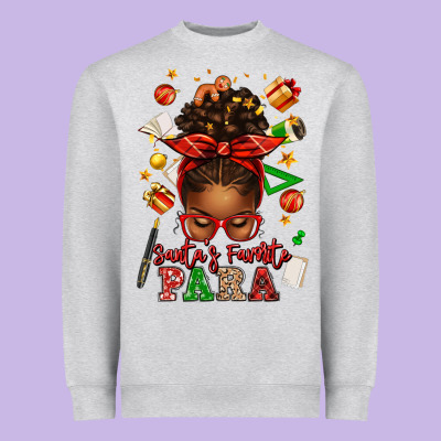 Santa's Favorite Para Afro Messy Bun Heavyweight Sweatshirt Designed By Texasbilliewilder