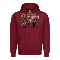 Burgundy Mama bear mother's day Zipper Hoodie - HowdyJamesFarm