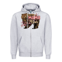 Heather Grey Mama bear mother's day Zipper Hoodie - HowdyJamesFarm