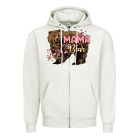 Oatmeal Heather Mama bear mother's day Zipper Hoodie - HowdyJamesFarm